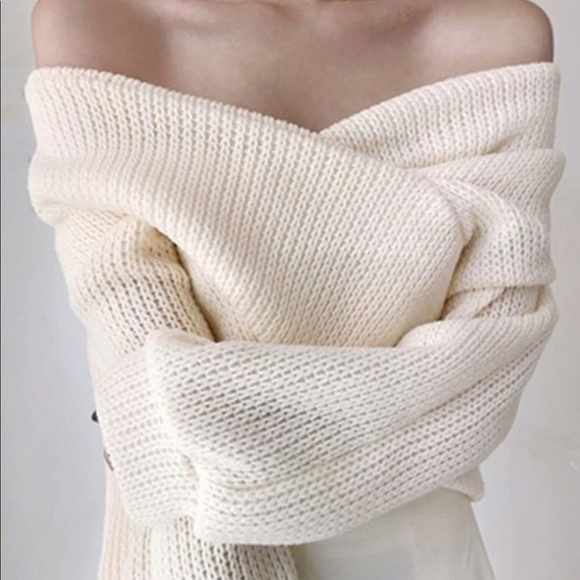 NEW Sweater M/L womens wrap white - Picture 2 of 6